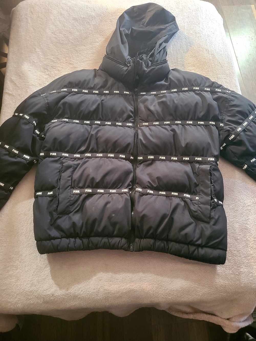 PINK Black Puffer Jacket